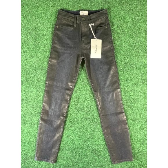 FRAME LE HIGH Skinny Crop High-Rise Black Jegging Jeans Womens‎ Sz 24 - Picture 2 of 11